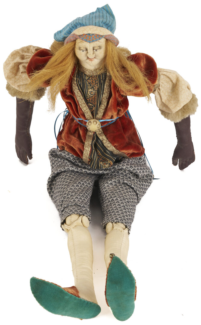 Lot 164: 2 Akira Blount Folk Art Soft Sculptures, Angel & Jester