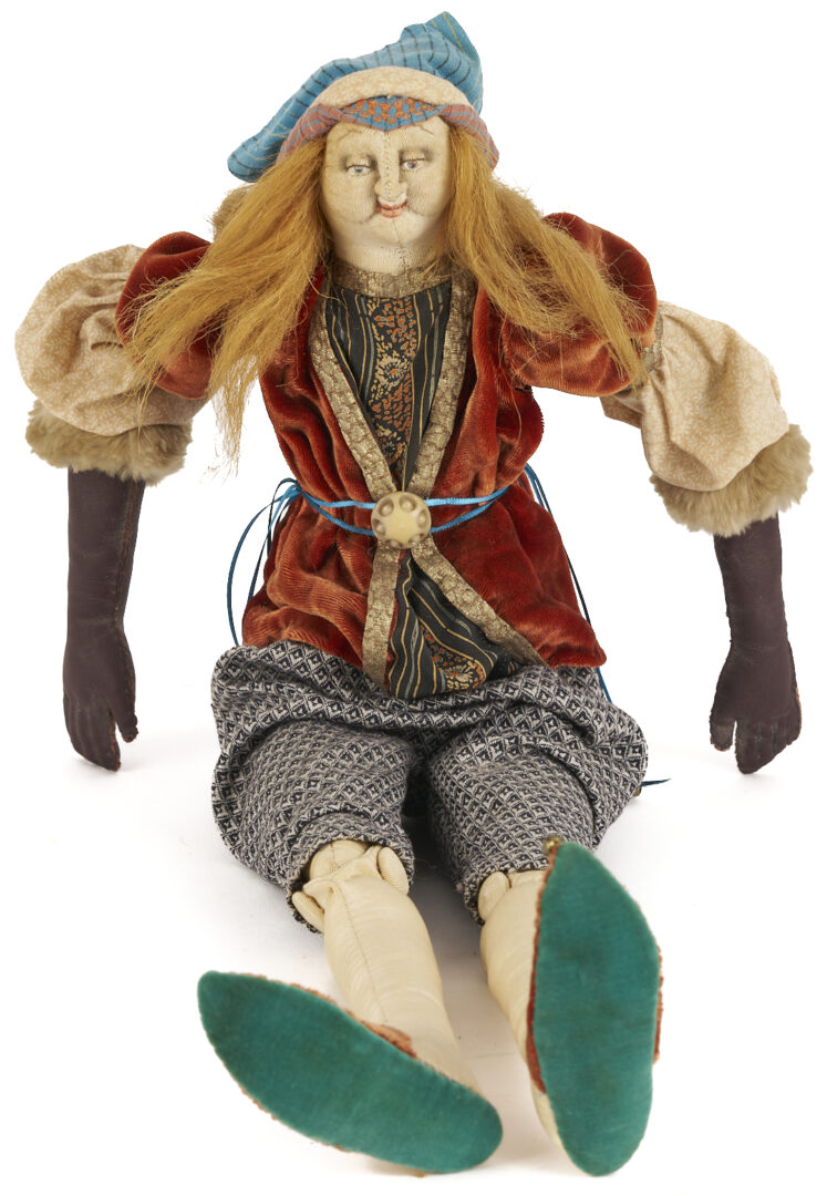 Lot 164: 2 Akira Blount Folk Art Soft Sculptures, Angel & Jester