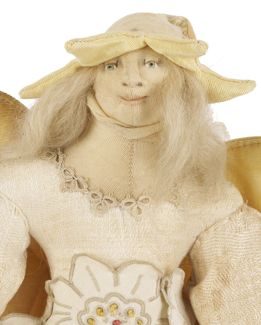 Lot 164: 2 Akira Blount Folk Art Soft Sculptures, Angel & Jester