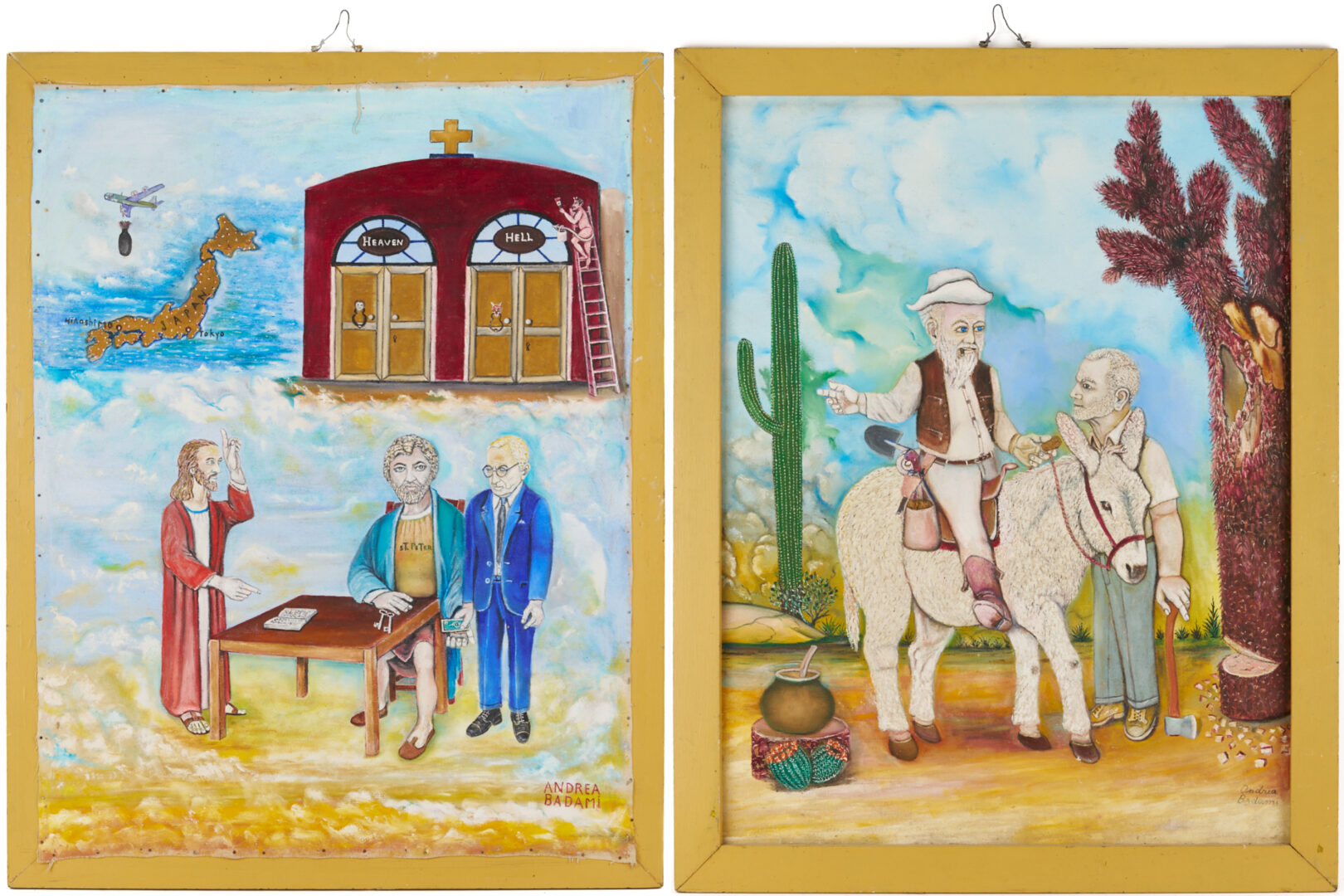 Lot 165: Andrea Badami, Double Sided Outsider Art Painting
