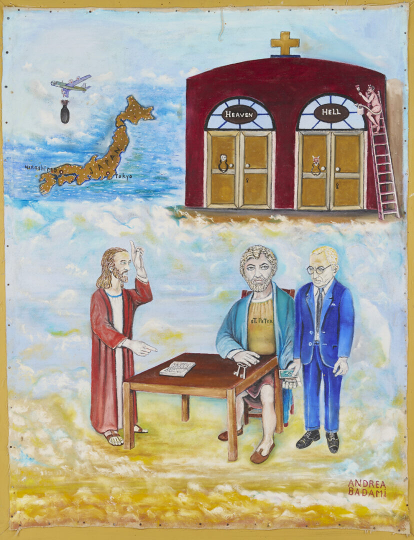 Lot 165: Andrea Badami, Double Sided Outsider Art Painting