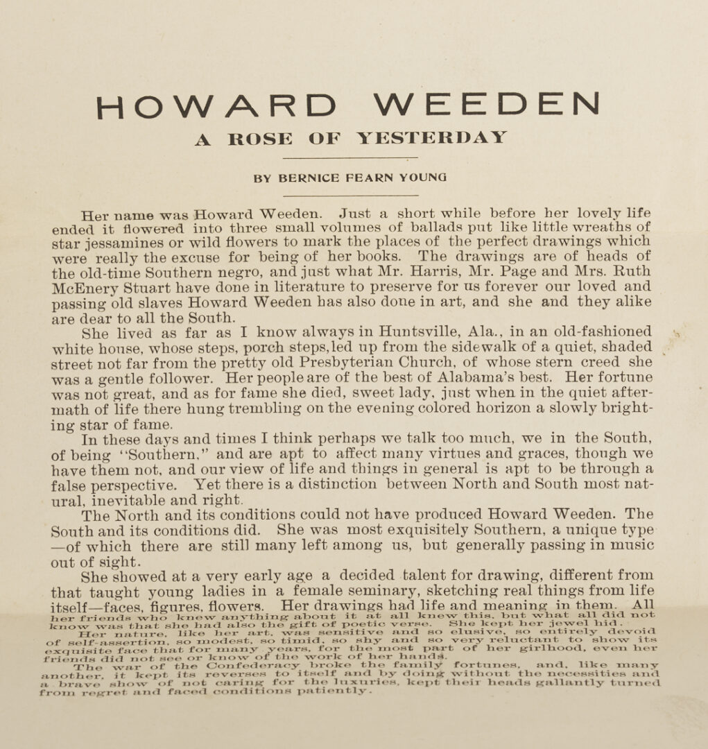 Lot 166: Maria Howard Weeden W/C Portrait of a Girl, Plus Signed Bandanna Ballads
