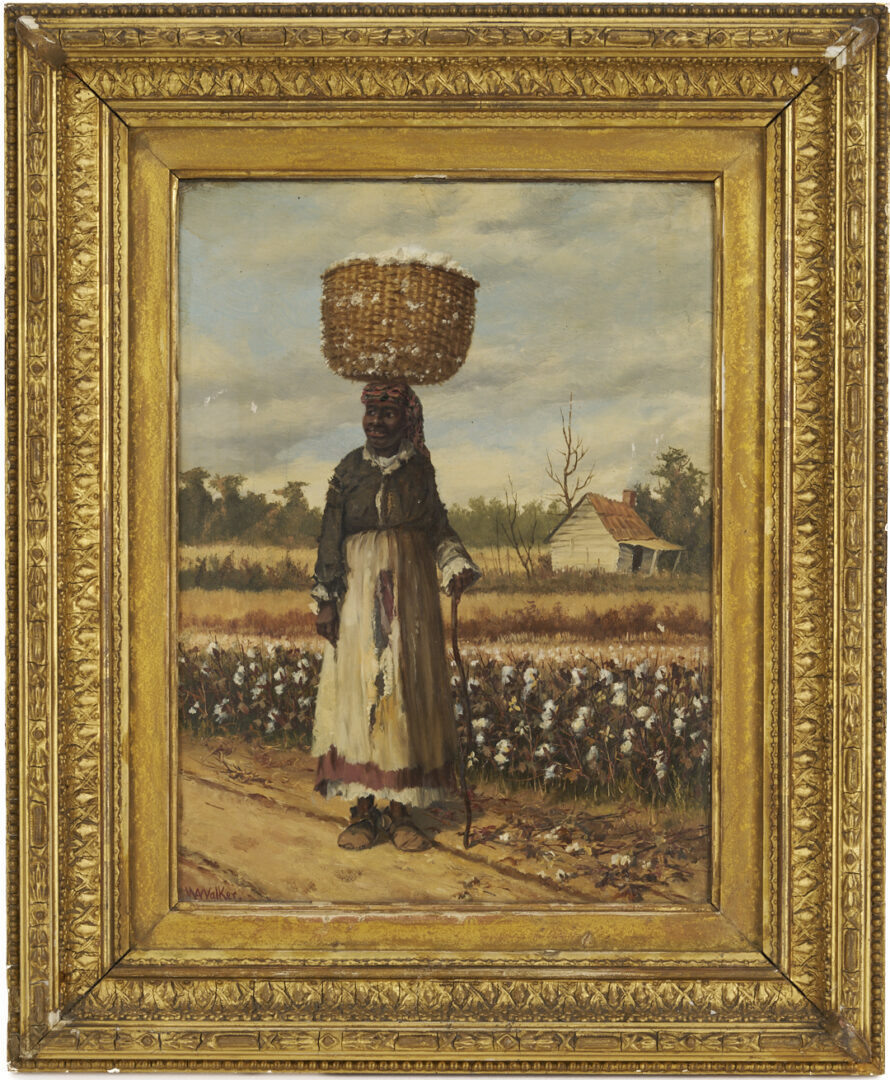 Lot 169: William A. Walker O/B Painting, Woman w/ a Cotton Basket