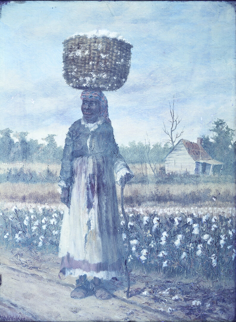Lot 169: William A. Walker O/B Painting, Woman w/ a Cotton Basket