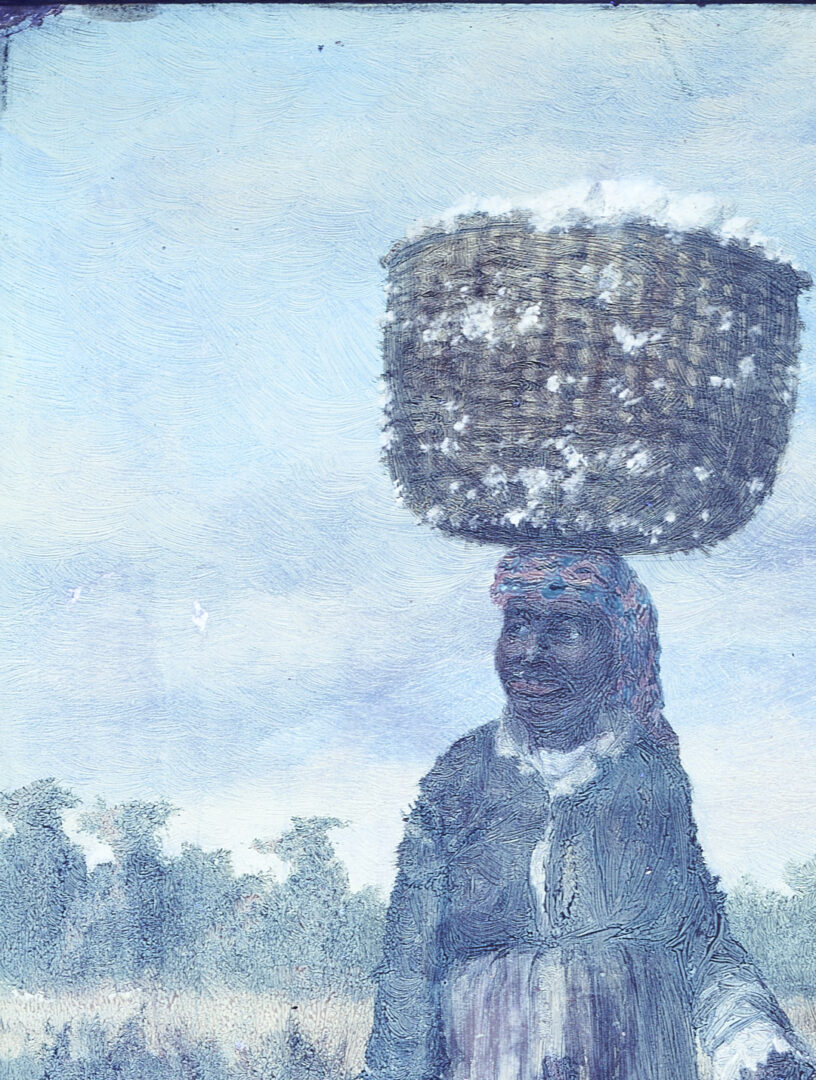 Lot 169: William A. Walker O/B Painting, Woman w/ a Cotton Basket