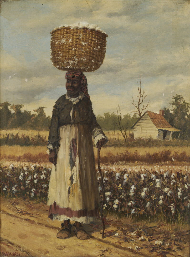 Lot 169: William A. Walker O/B Painting, Woman w/ a Cotton Basket