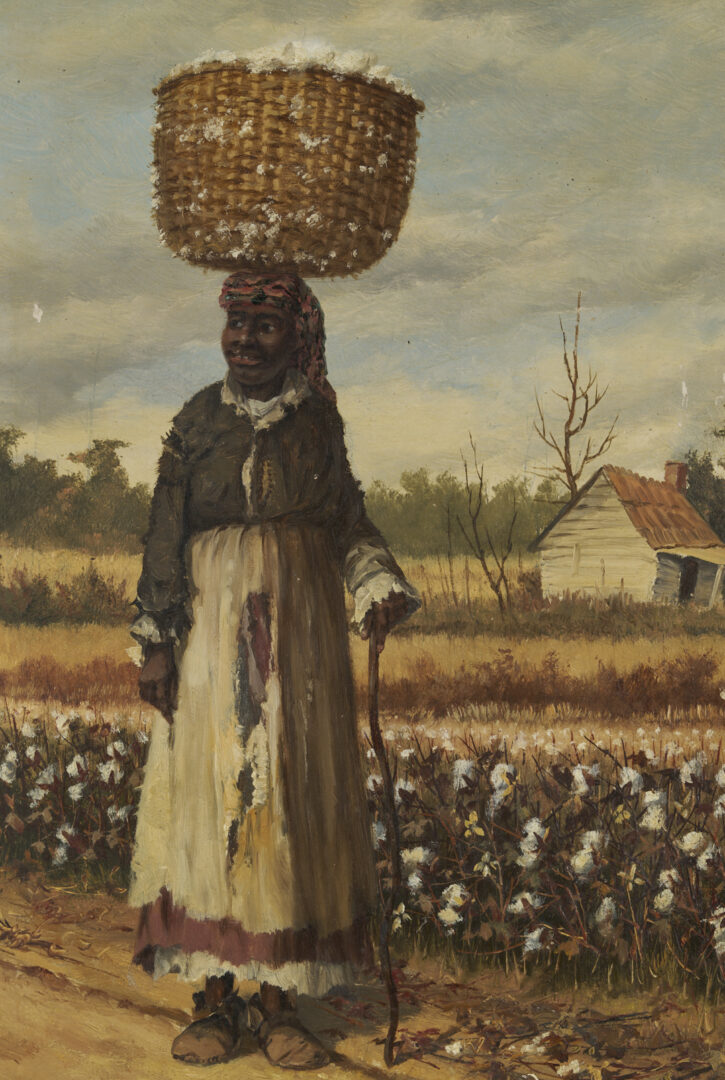 Lot 169: William A. Walker O/B Painting, Woman w/ a Cotton Basket
