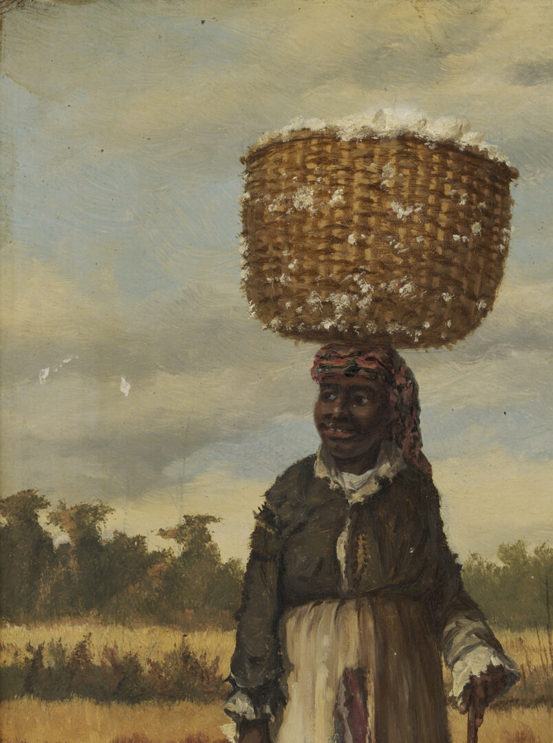 Lot 169: William A. Walker O/B Painting, Woman w/ a Cotton Basket