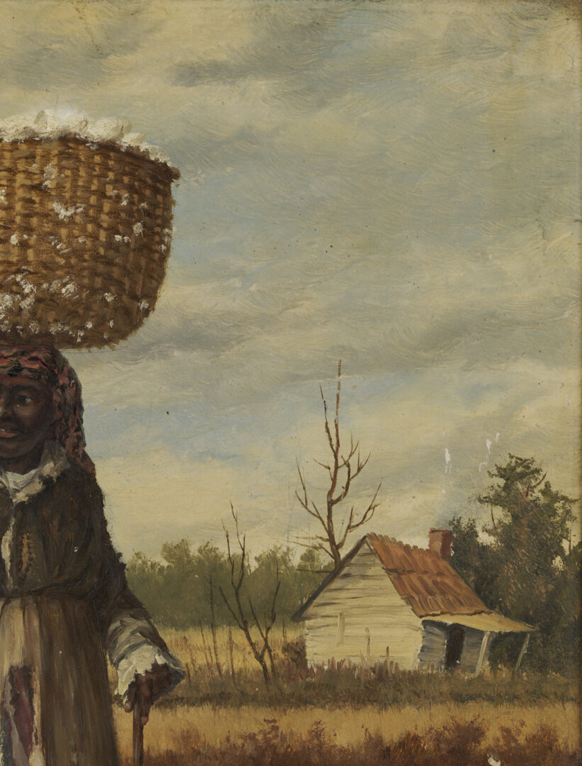 Lot 169: William A. Walker O/B Painting, Woman w/ a Cotton Basket