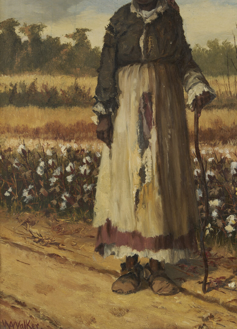 Lot 169: William A. Walker O/B Painting, Woman w/ a Cotton Basket