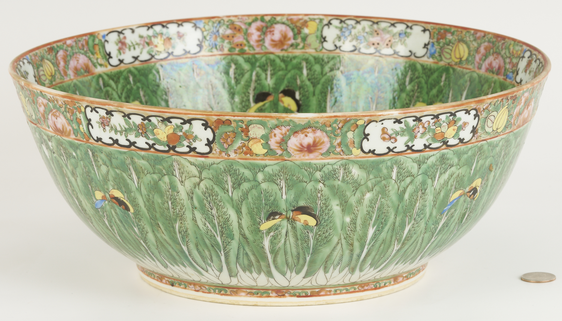 Lot 16: Chinese Famille Rose Cabbage Punch Bowl
