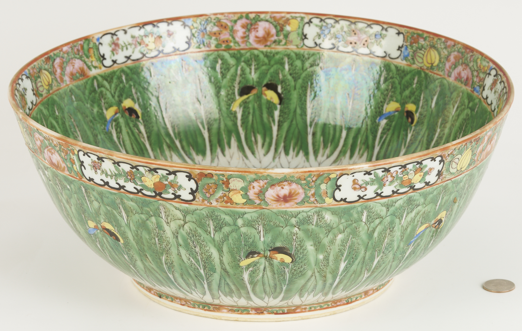 Lot 16: Chinese Famille Rose Cabbage Punch Bowl