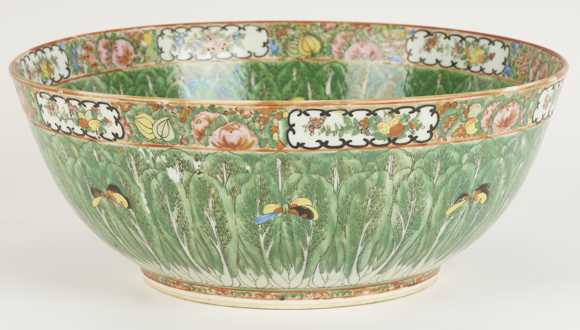 Lot 16: Chinese Famille Rose Cabbage Punch Bowl