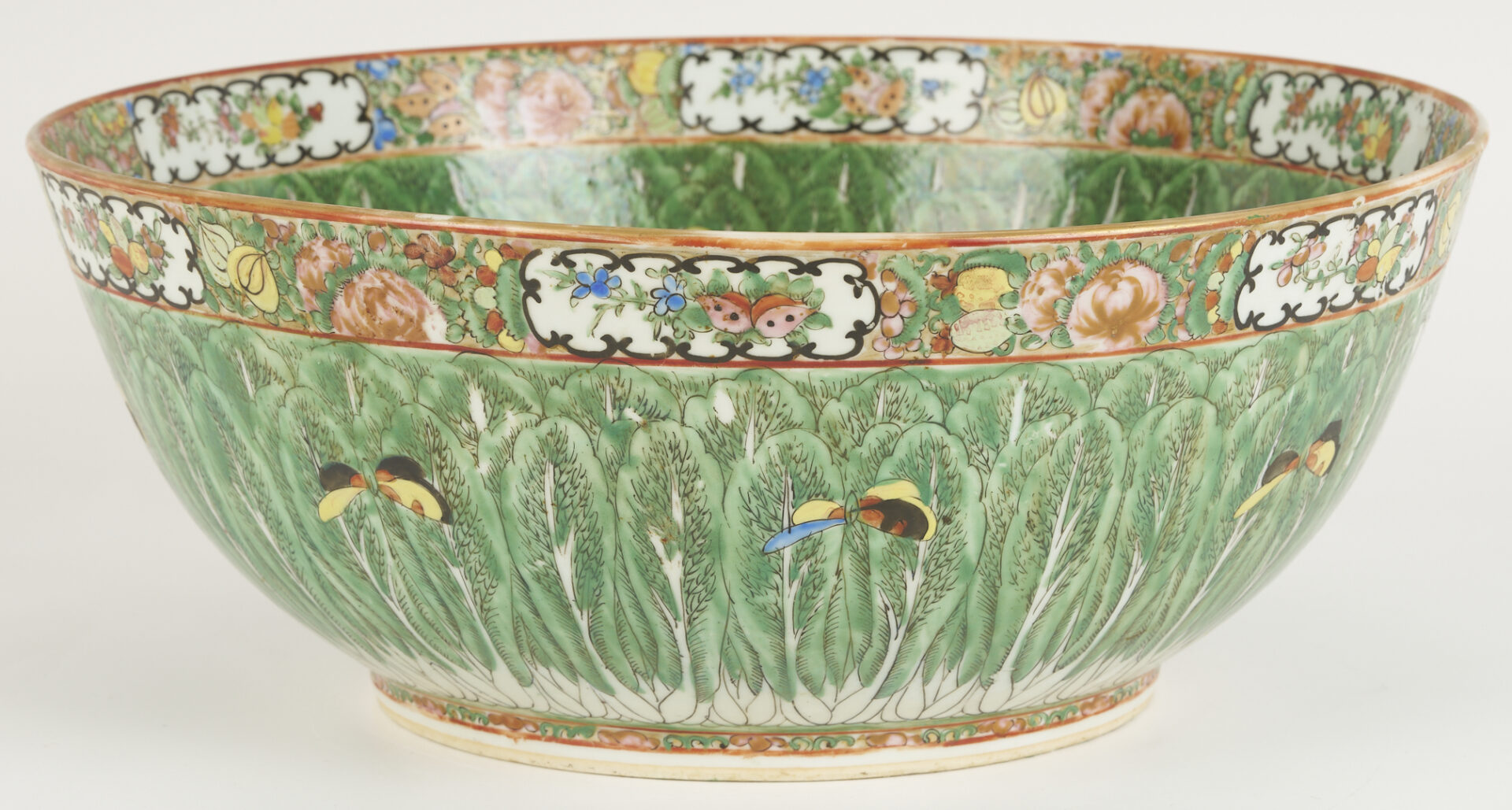 Lot 16: Chinese Famille Rose Cabbage Punch Bowl