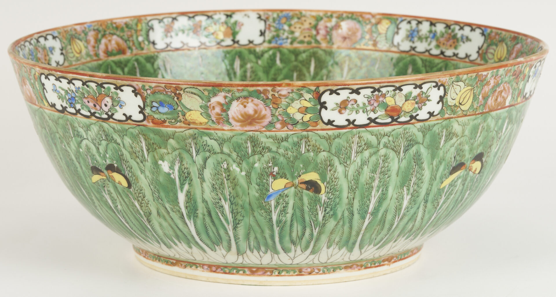 Lot 16: Chinese Famille Rose Cabbage Punch Bowl