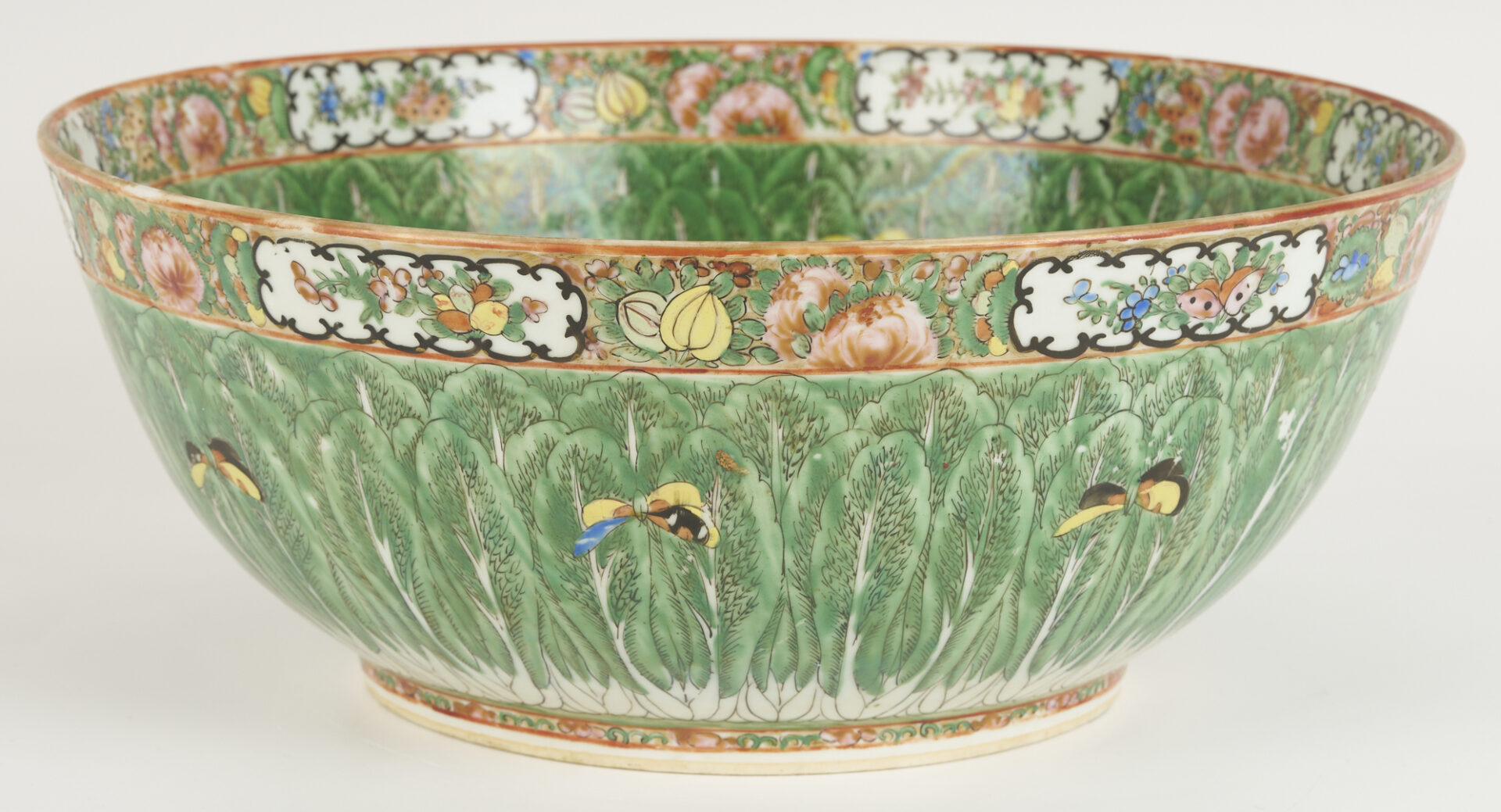 Lot 16: Chinese Famille Rose Cabbage Punch Bowl