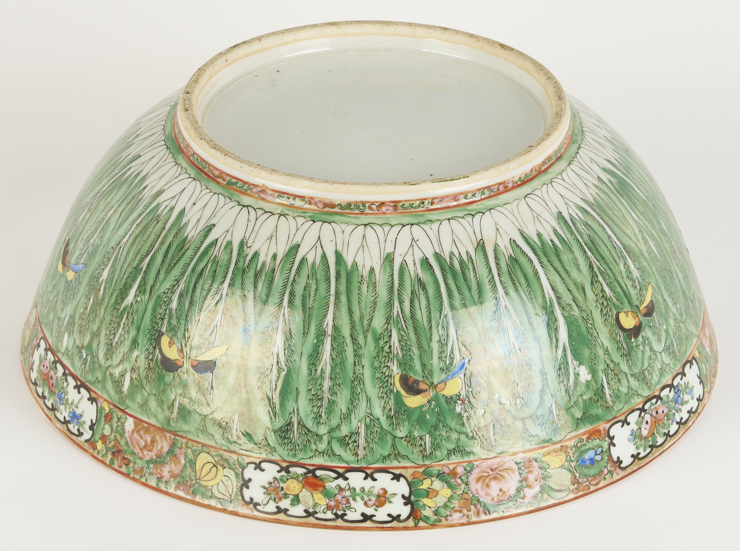 Lot 16: Chinese Famille Rose Cabbage Punch Bowl