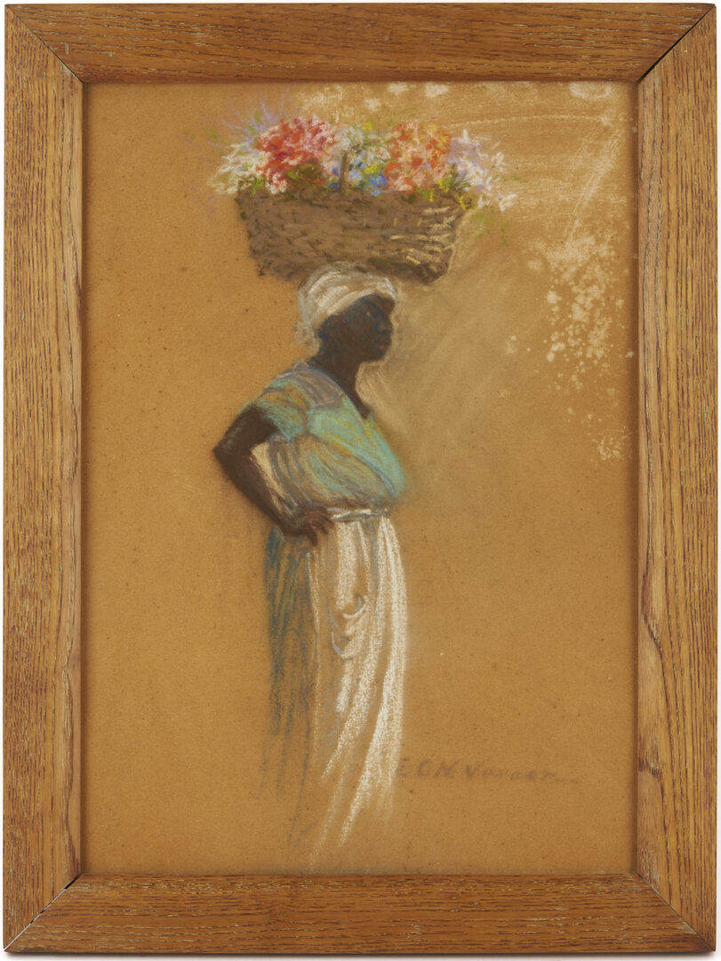 Lot 170: Elizabeth O’Neill Verner Pastel Drawing, Standing Charleston SC Flower Seller