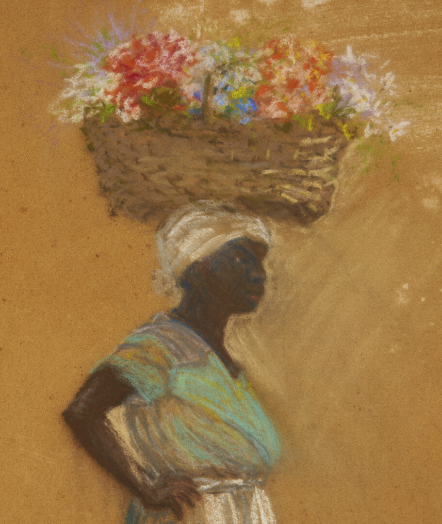 Lot 170: Elizabeth O’Neill Verner Pastel Drawing, Standing Charleston SC Flower Seller