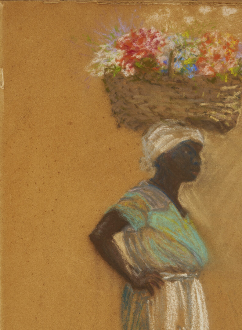 Lot 170: Elizabeth O’Neill Verner Pastel Drawing, Standing Charleston SC Flower Seller