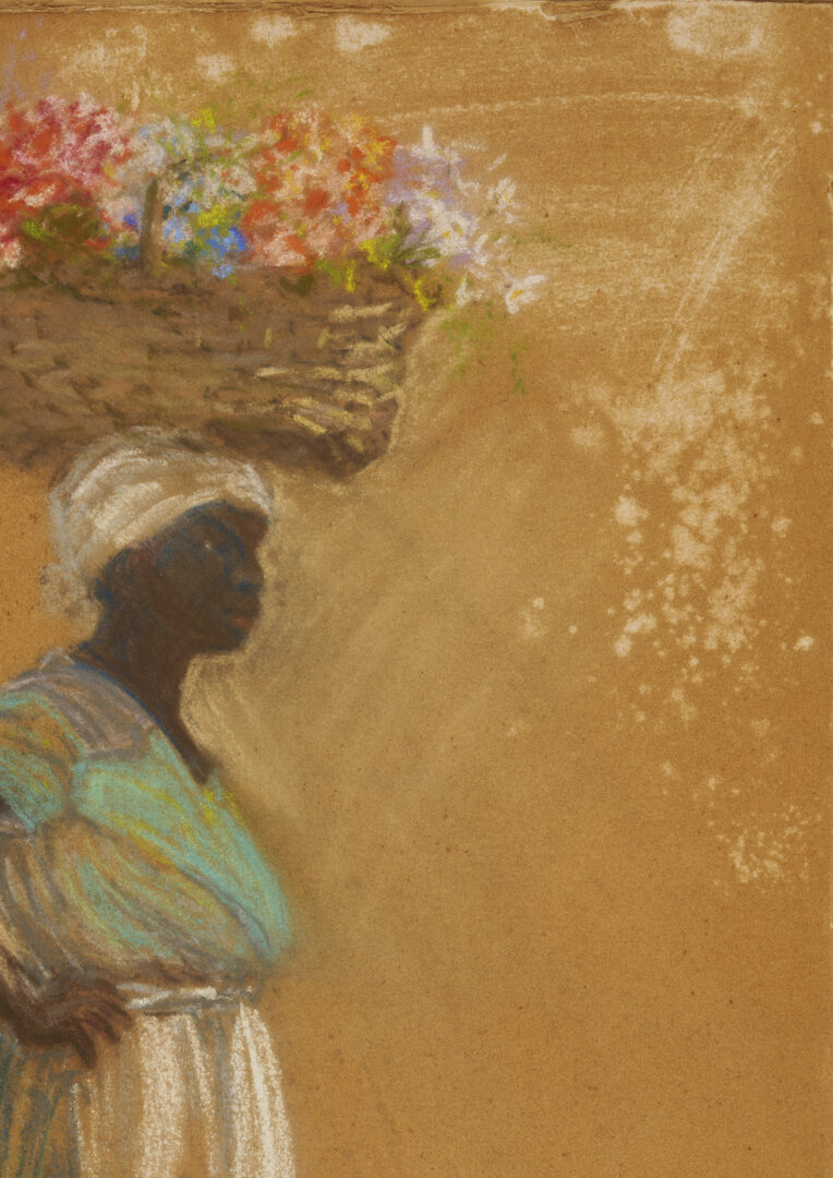 Lot 170: Elizabeth O’Neill Verner Pastel Drawing, Standing Charleston SC Flower Seller