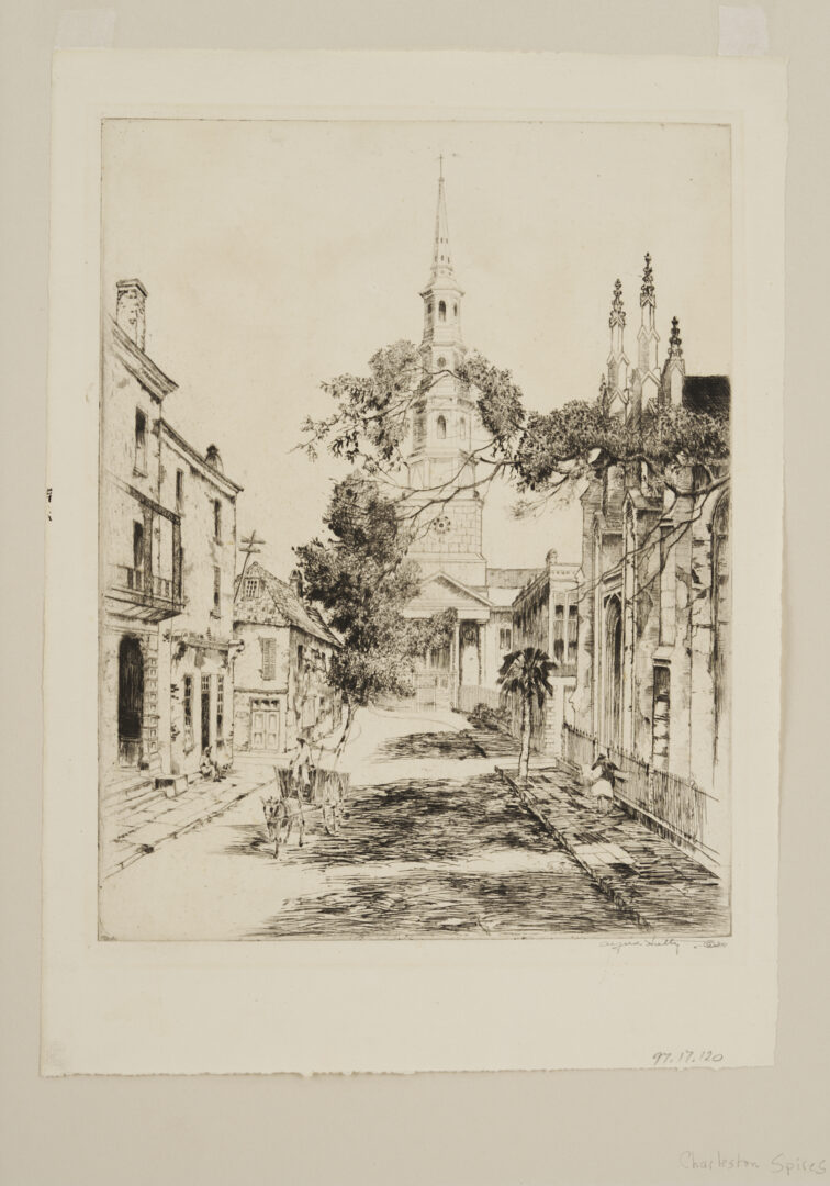 Lot 172: Alfred Hutty Etching, Charleston Spires, 1930