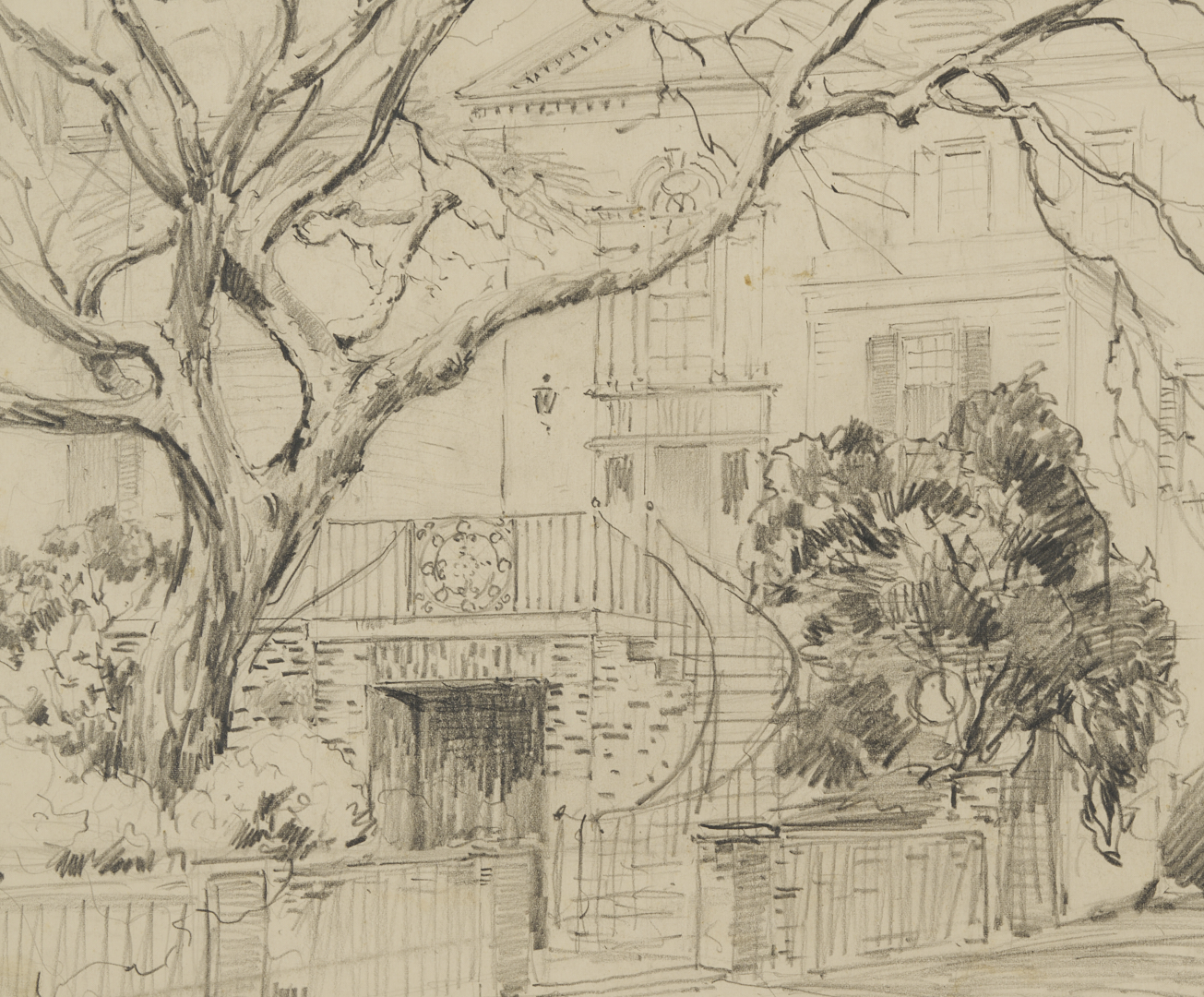 Lot 173: Alfred Hutty Charleston Architectural Drawing