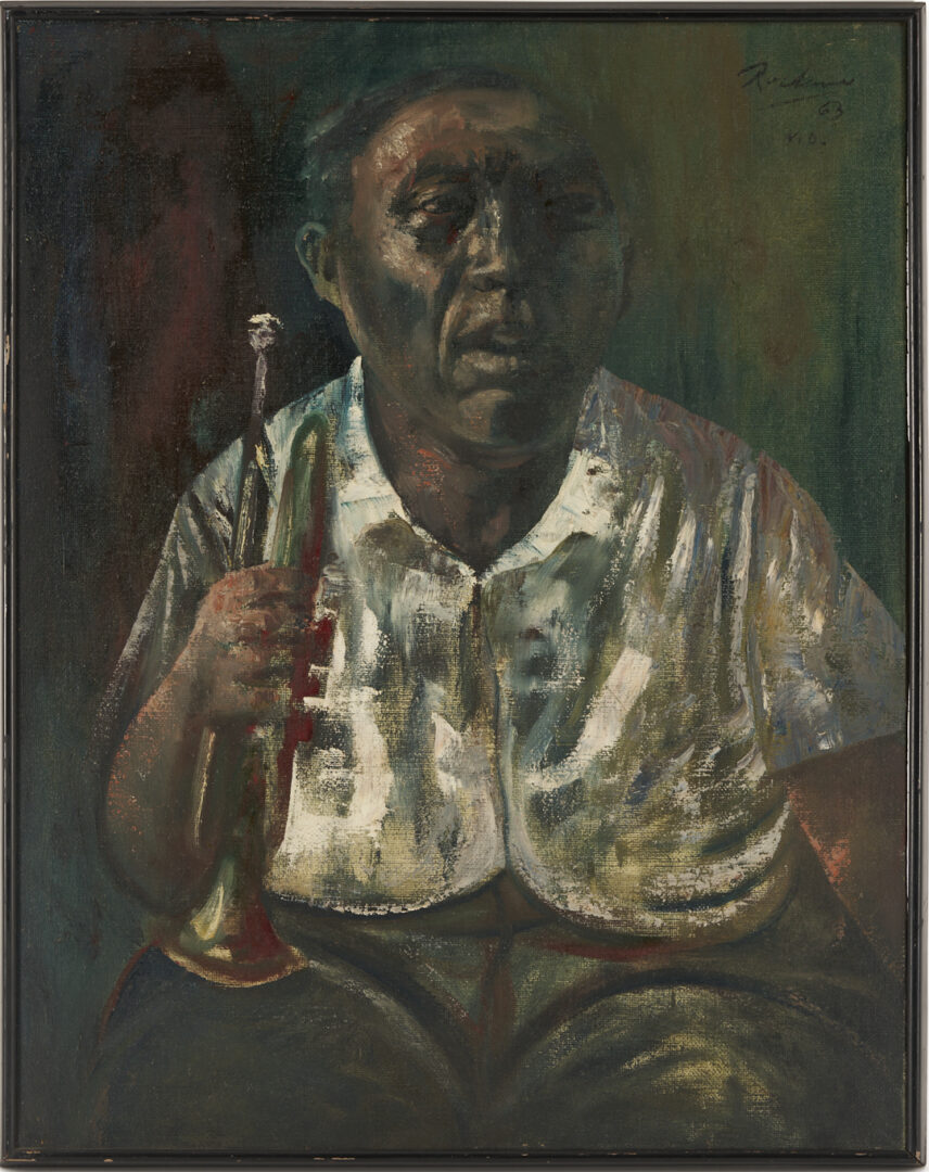 Lot 174: Noel Rockmore O/C Painting, Preservation Hall Trumpet Player