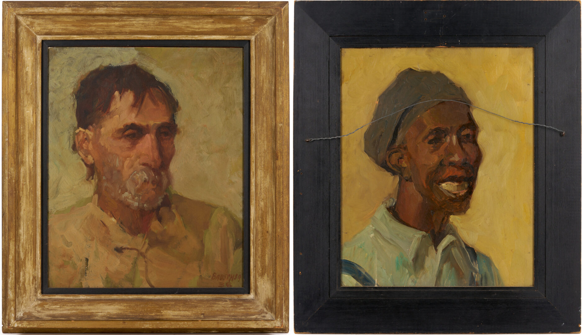 Lot 176: John T. Bauscher Double-Sided Portrait Painting, Kentucky Interest