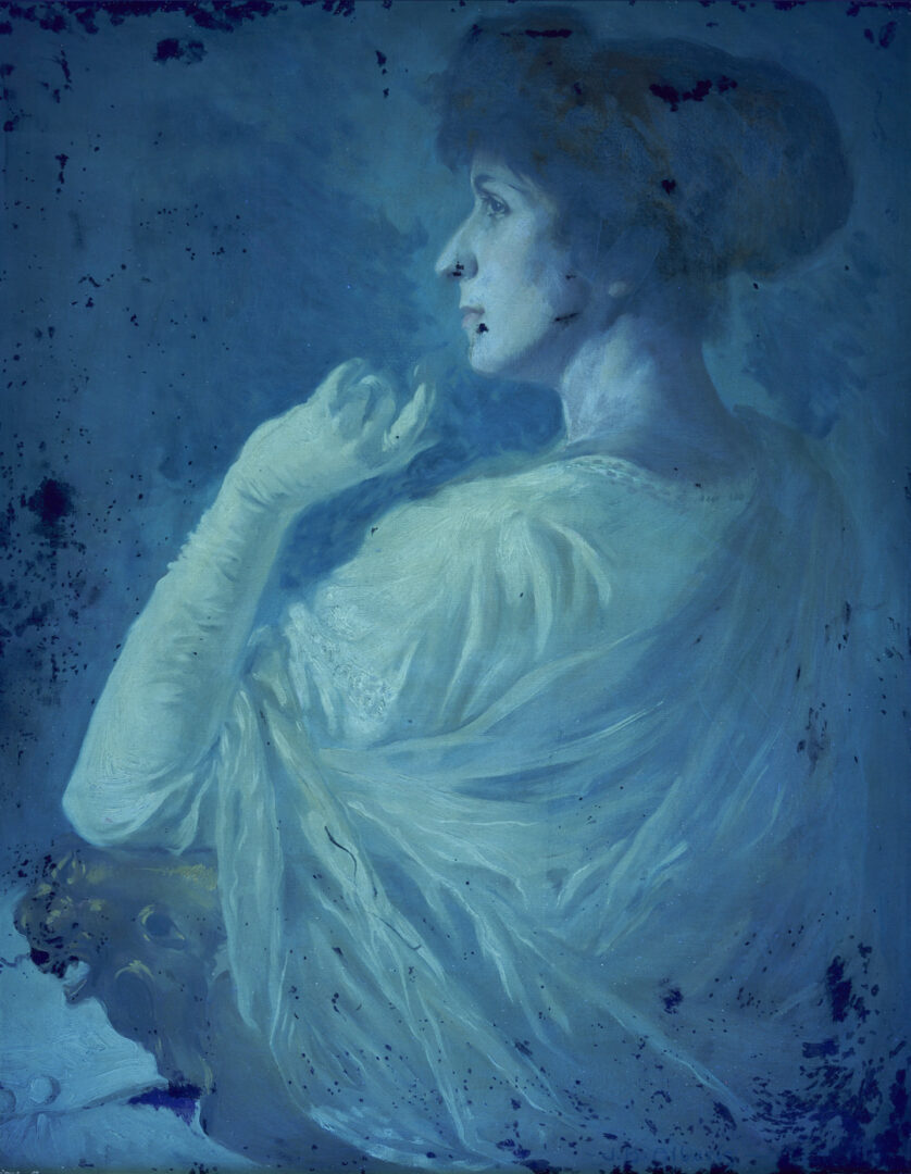 Lot 177: John Alberts O/C Portrait of a Lady with Gloved Hand