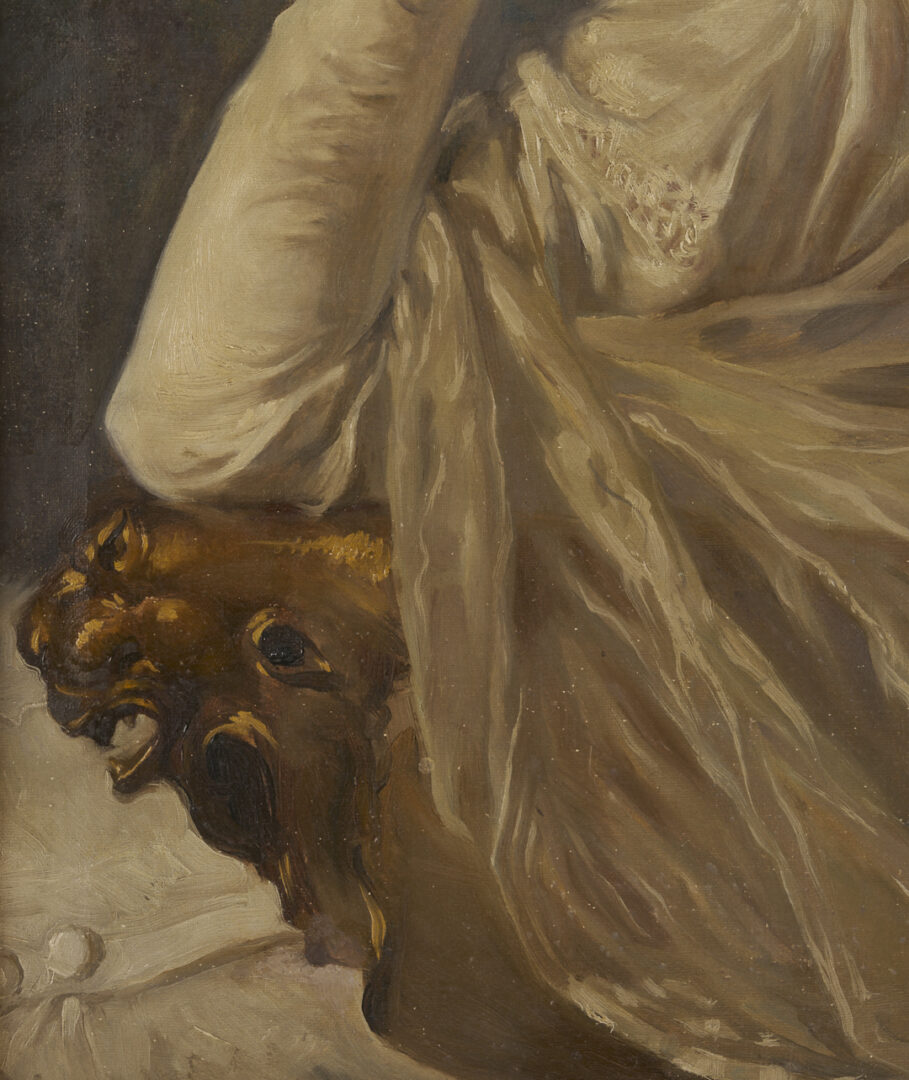 Lot 177: John Alberts O/C Portrait of a Lady with Gloved Hand