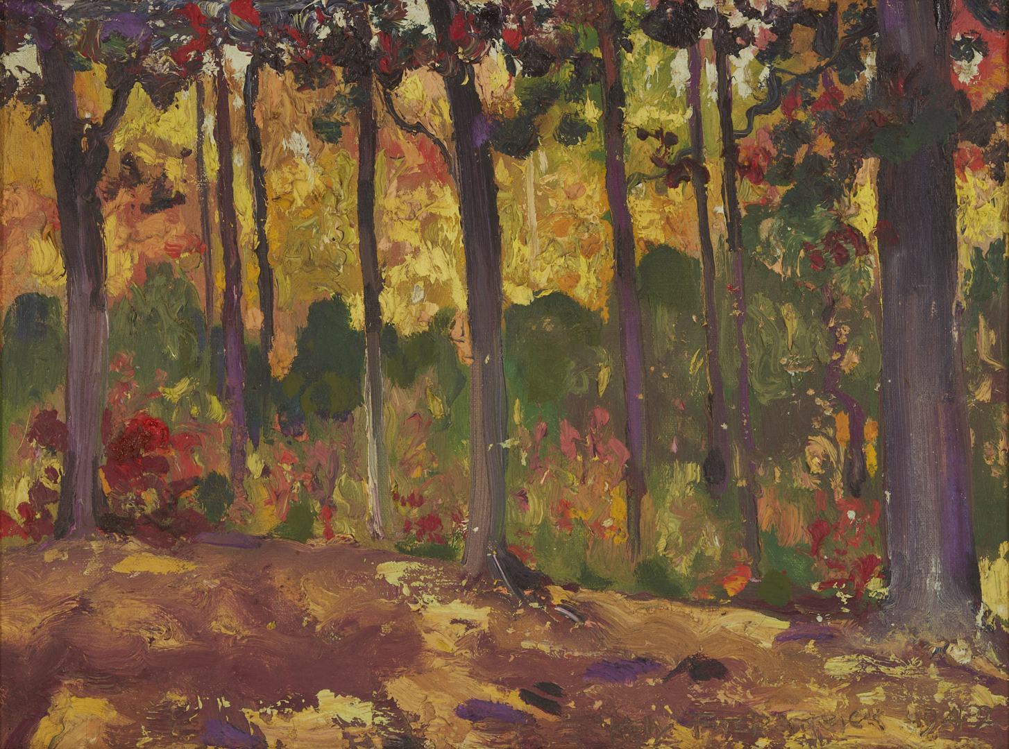 Lot 178: John Kelly Fitzpatrick O/C Autumn Landscape, Alabama Woodlands, 1942