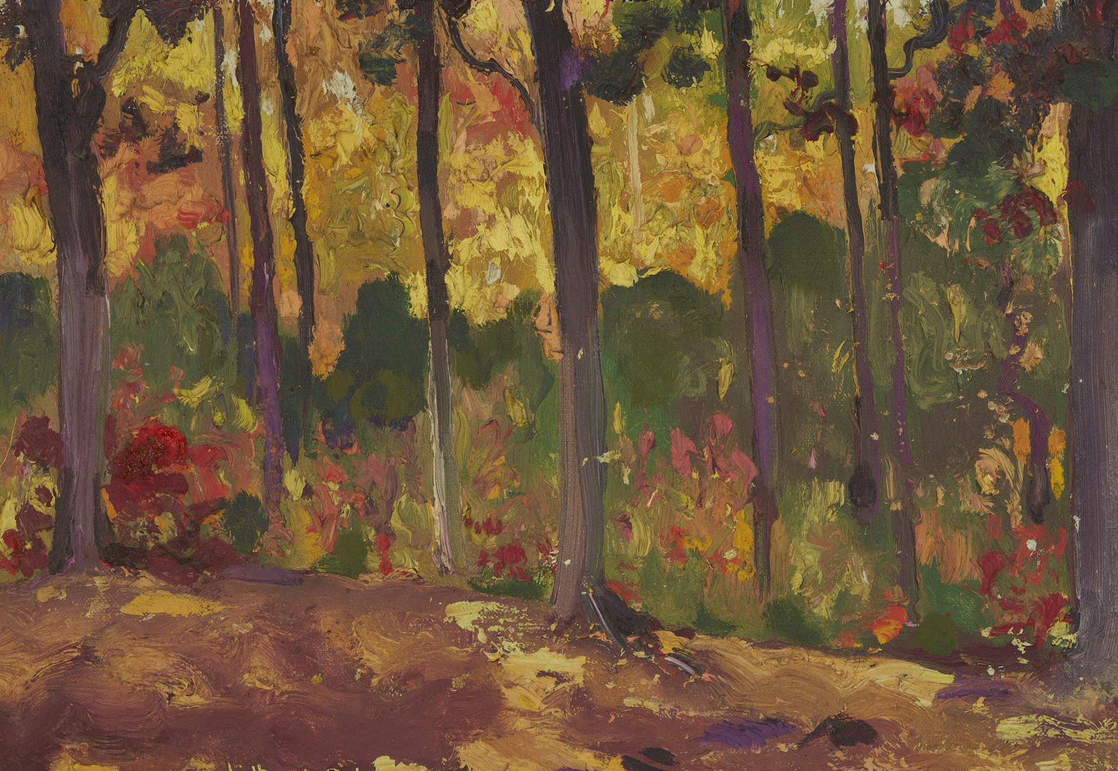 Lot 178: John Kelly Fitzpatrick O/C Autumn Landscape, Alabama Woodlands, 1942