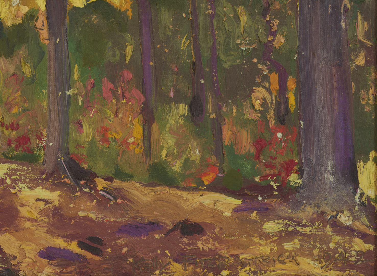 Lot 178: John Kelly Fitzpatrick O/C Autumn Landscape, Alabama Woodlands, 1942