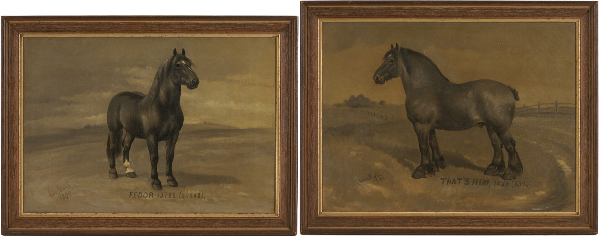 Lot 182: Two Lou Burk Equine Illustration Art Paintings
