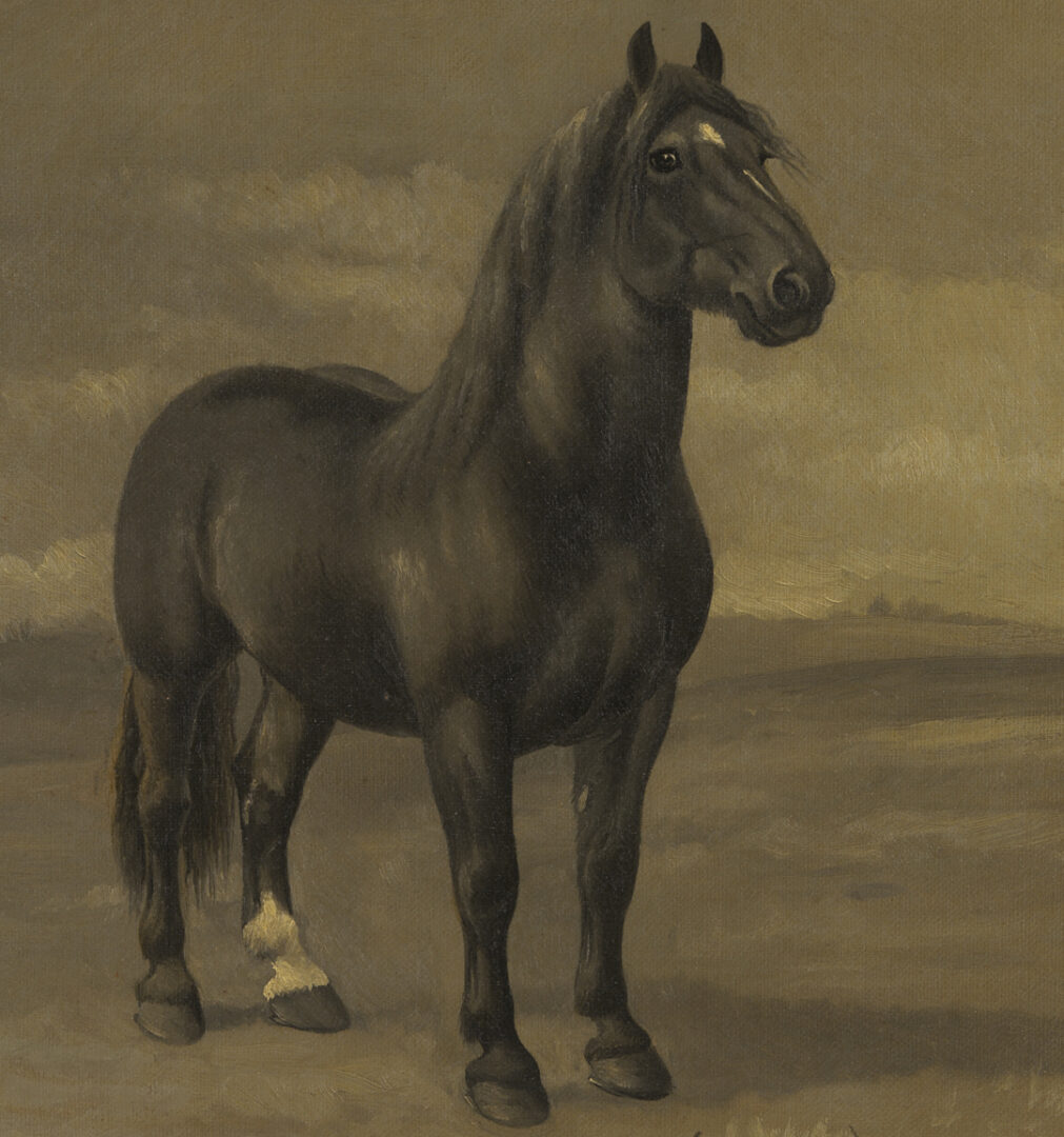 Lot 182: Two Lou Burk Equine Illustration Art Paintings