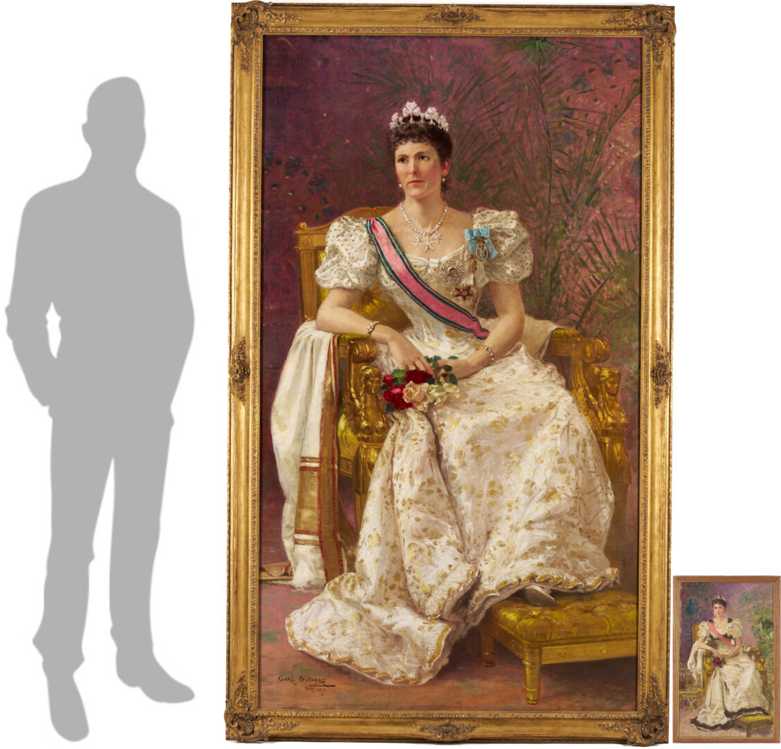 Lot 185: Carl Gutherz O/C Portrait of Lady Dufferin, Vicereine of India, Plus Study