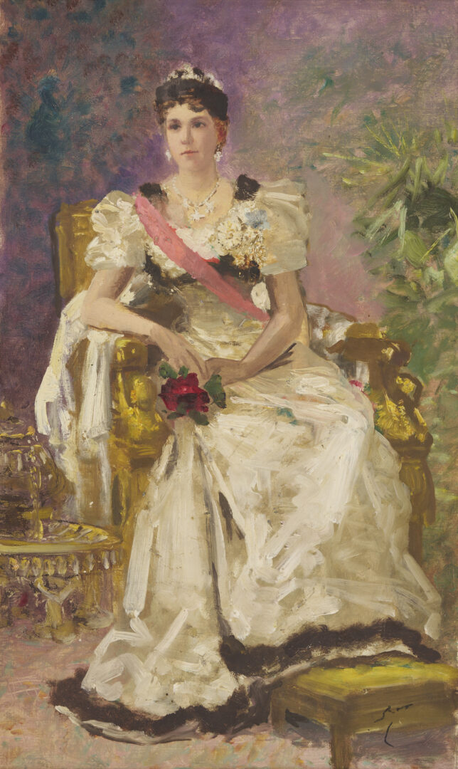 Lot 185: Carl Gutherz O/C Portrait of Lady Dufferin, Vicereine of India, Plus Study