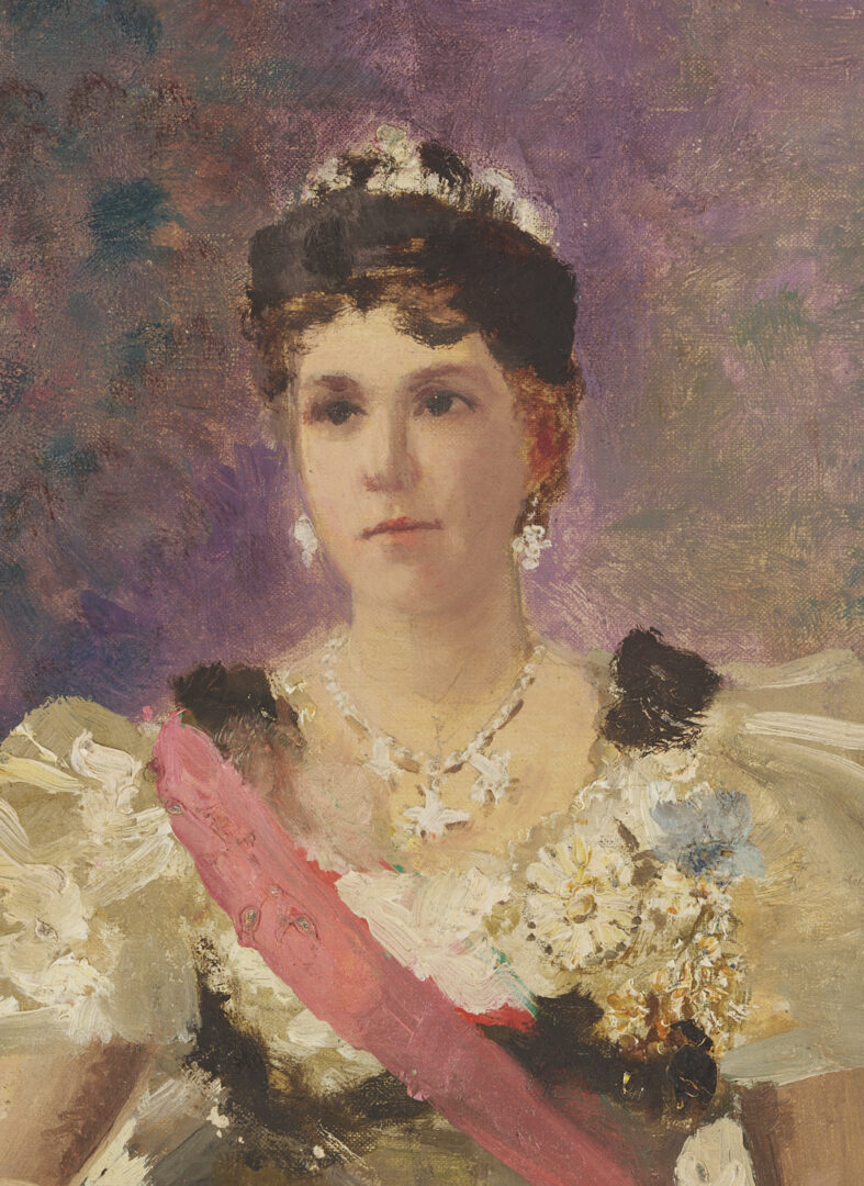 Lot 185: Carl Gutherz O/C Portrait of Lady Dufferin, Vicereine of India, Plus Study