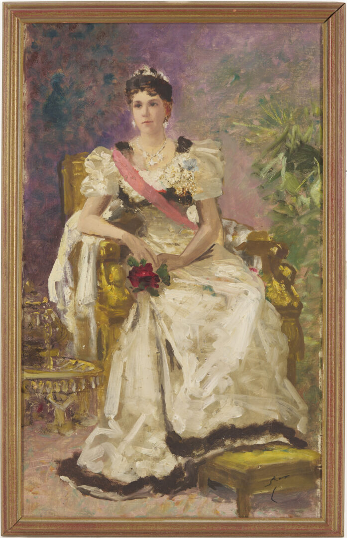 Lot 185: Carl Gutherz O/C Portrait of Lady Dufferin, Vicereine of India, Plus Study