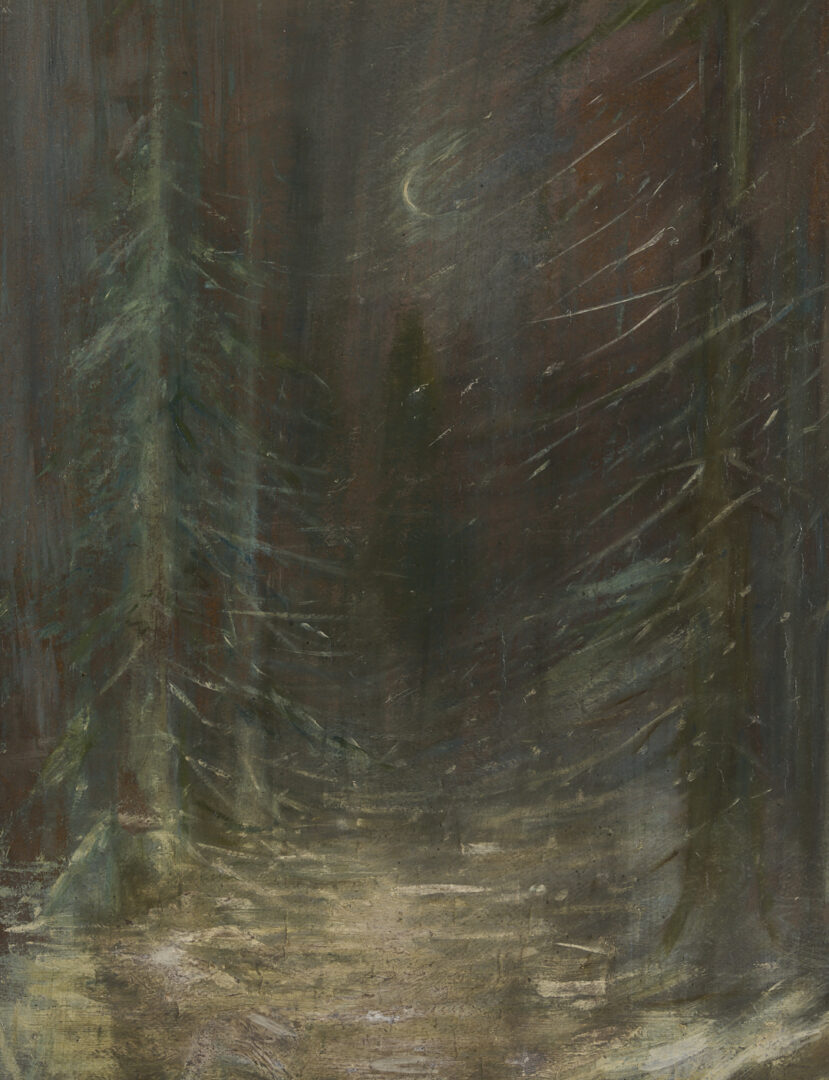 Lot 189: Adelia Lutz O/B Winter Forest Landscape Painting