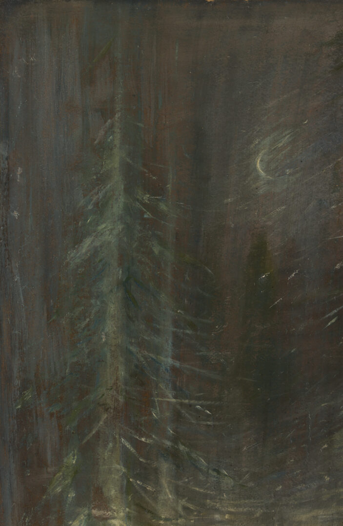 Lot 189: Adelia Lutz O/B Winter Forest Landscape Painting