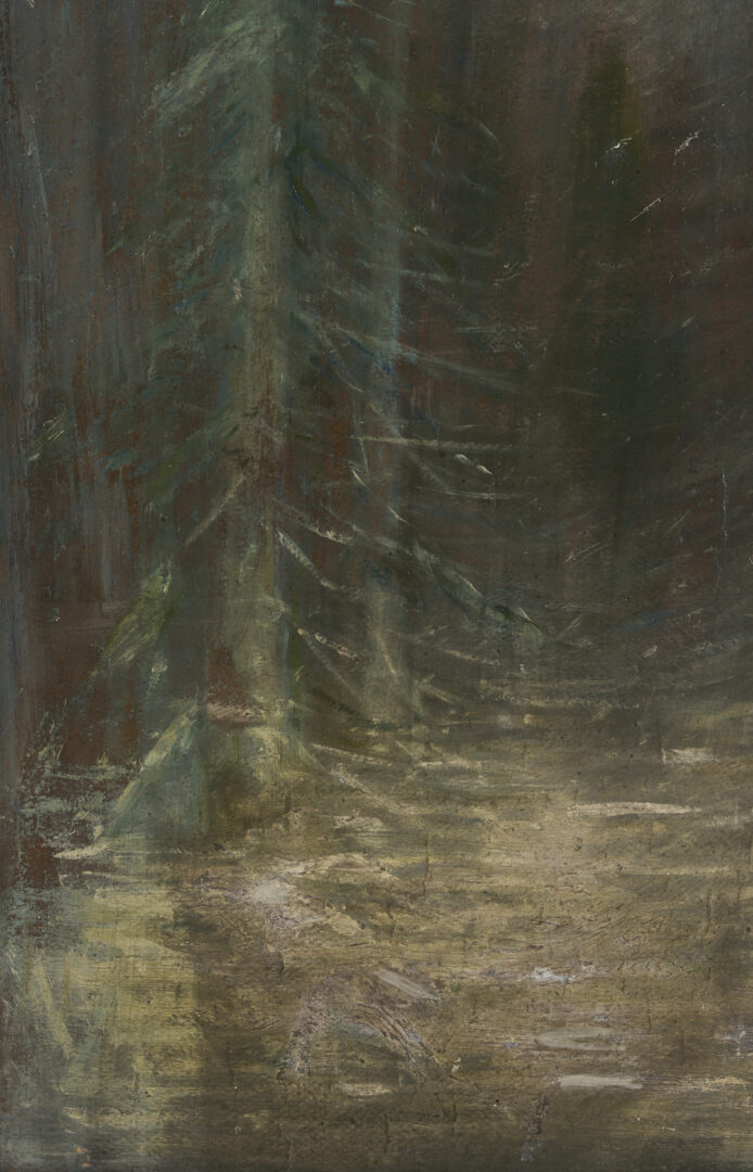 Lot 189: Adelia Lutz O/B Winter Forest Landscape Painting