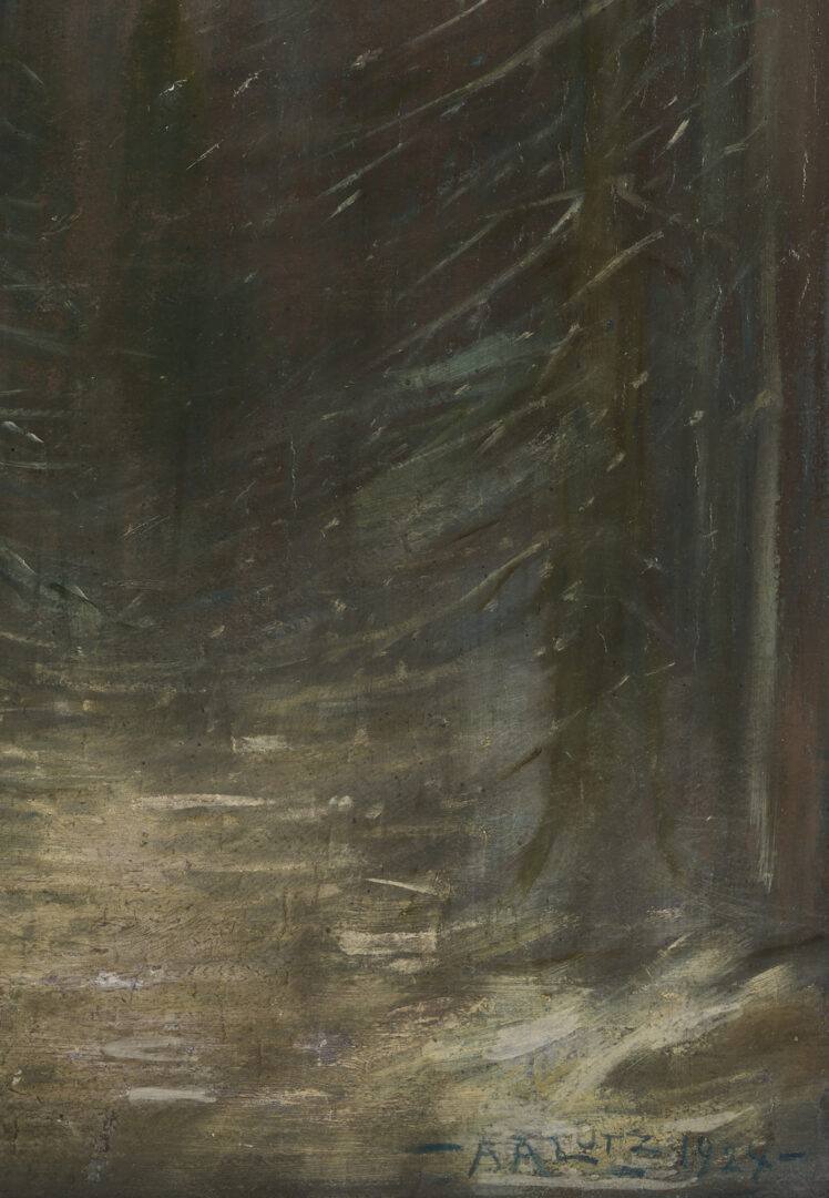 Lot 189: Adelia Lutz O/B Winter Forest Landscape Painting