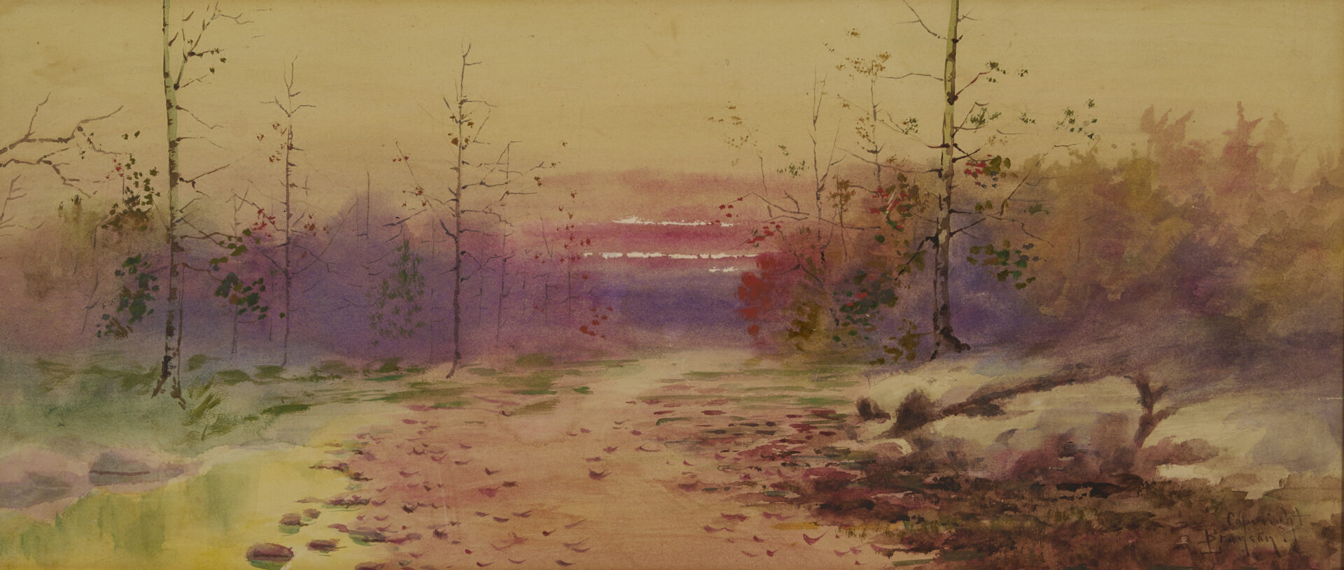 Lot 190: Large Lloyd Branson East Tennessee W/C Landscape Painting Plus Book