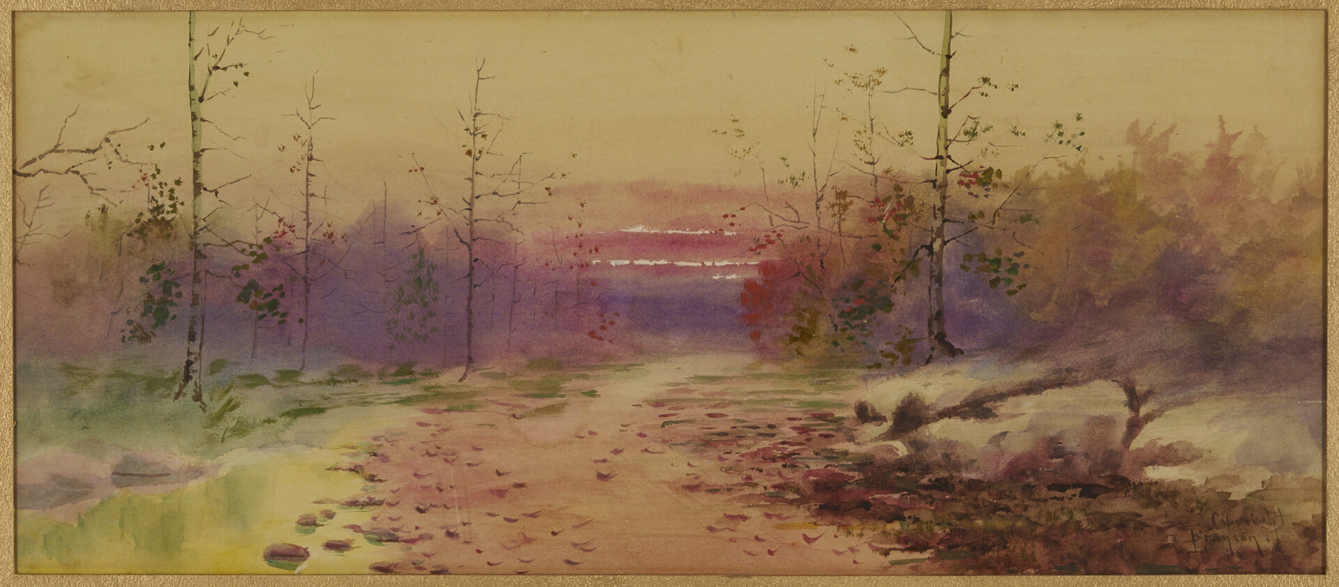 Lot 190: Large Lloyd Branson East Tennessee W/C Landscape Painting Plus Book