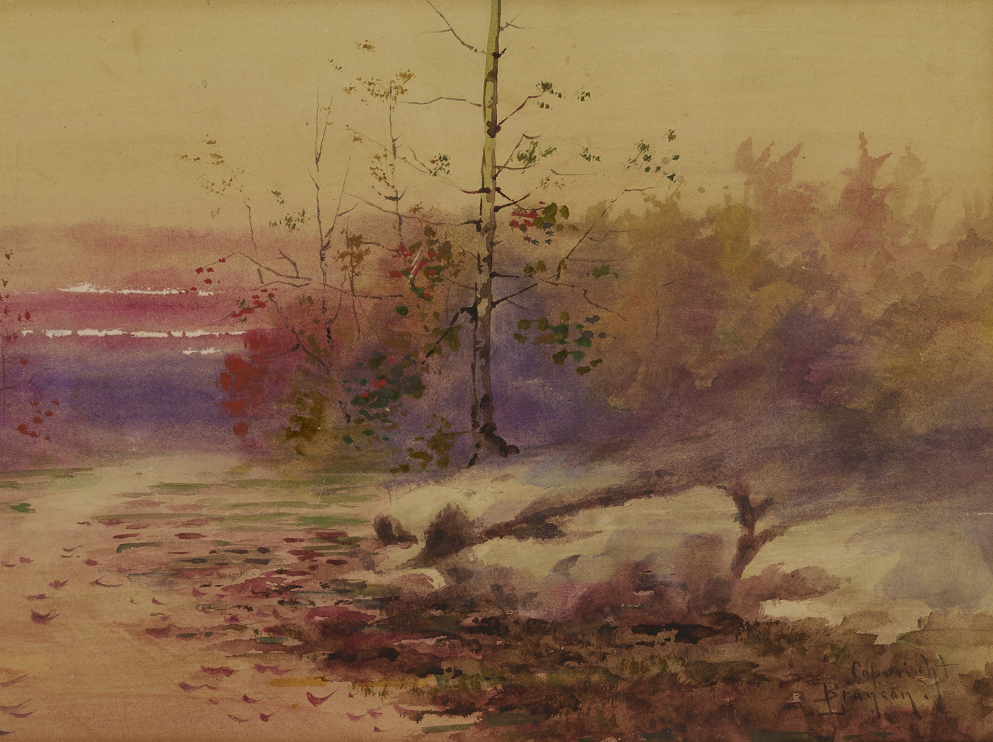 Lot 190: Large Lloyd Branson East Tennessee W/C Landscape Painting Plus Book