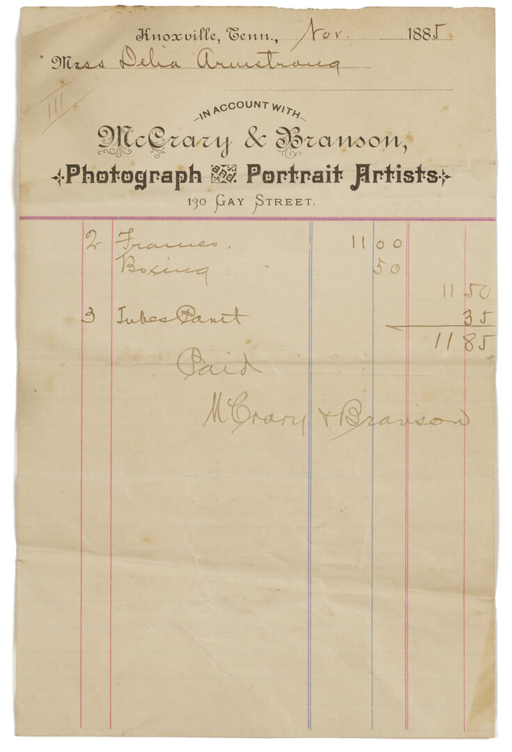 Lot 191: Early Knoxville Photo & Art Archive, McCrary & Branson, Lloyd Branson, Adelia Lutz, Appalachian Expo