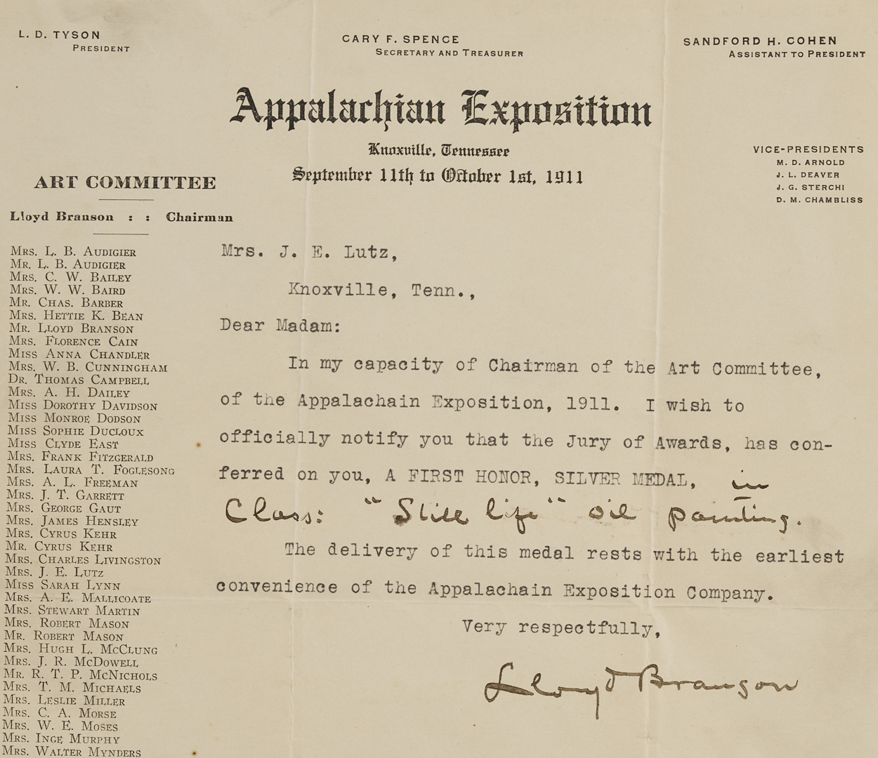 Lot 191: Early Knoxville Photo & Art Archive, McCrary & Branson, Lloyd Branson, Adelia Lutz, Appalachian Expo