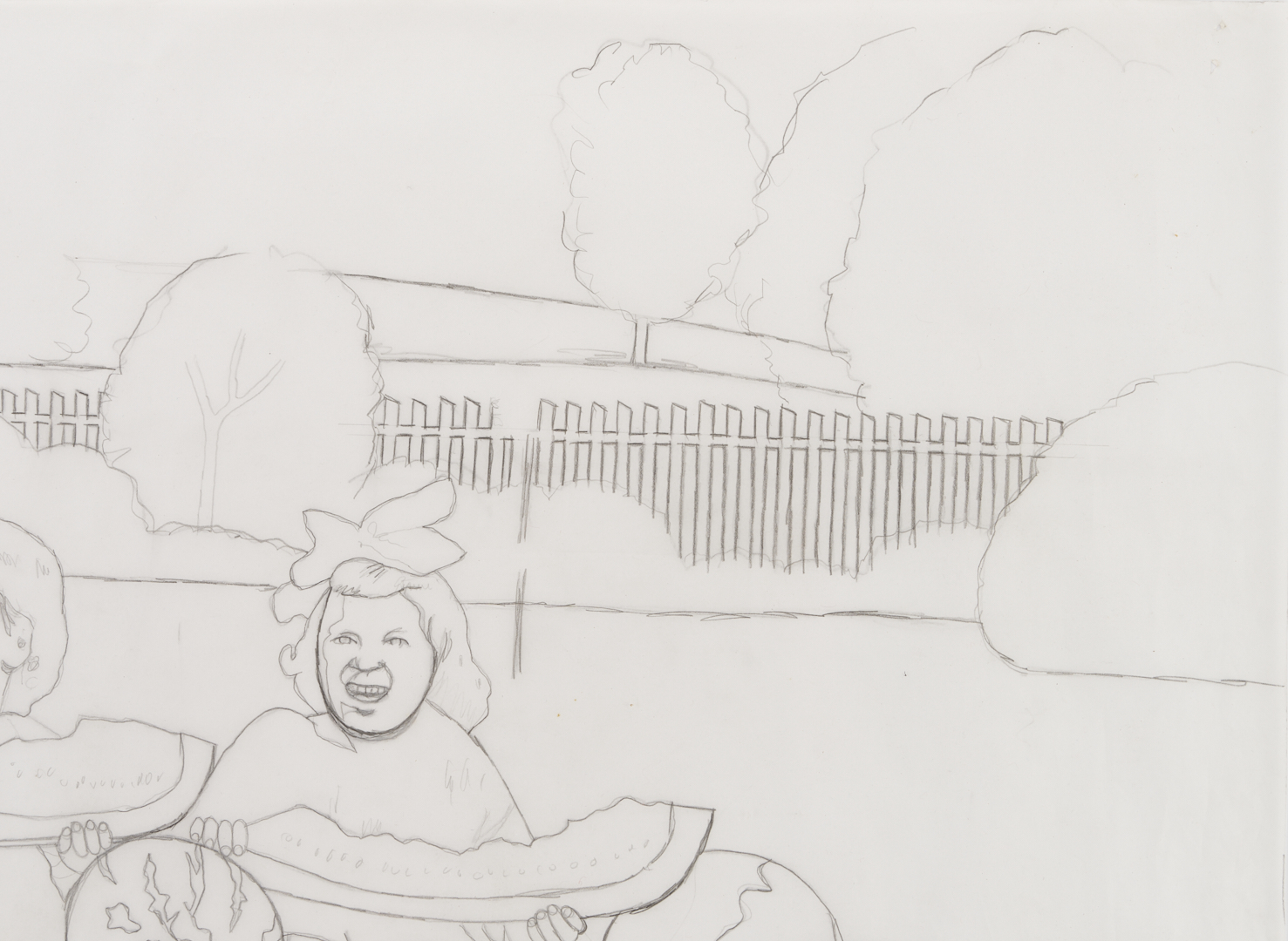 Lot 194: Carroll Cloar Drawing, Watermelon Girls